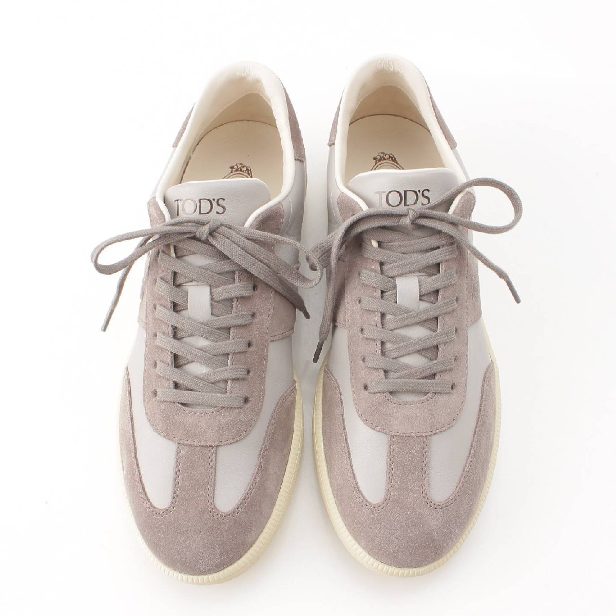 【トッズ】Tods メンズ タブズ スムース レザー×スエード ローカット スニーカー グレー 7 【中古】【正規品保証】206841の画像2