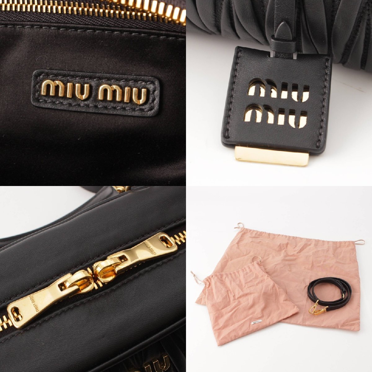[ MiuMiu ]Miu Miua LUKA tima tera se leather 2WAY shoulder handbag 5BB148 black [ used ][ regular goods guarantee ]206007