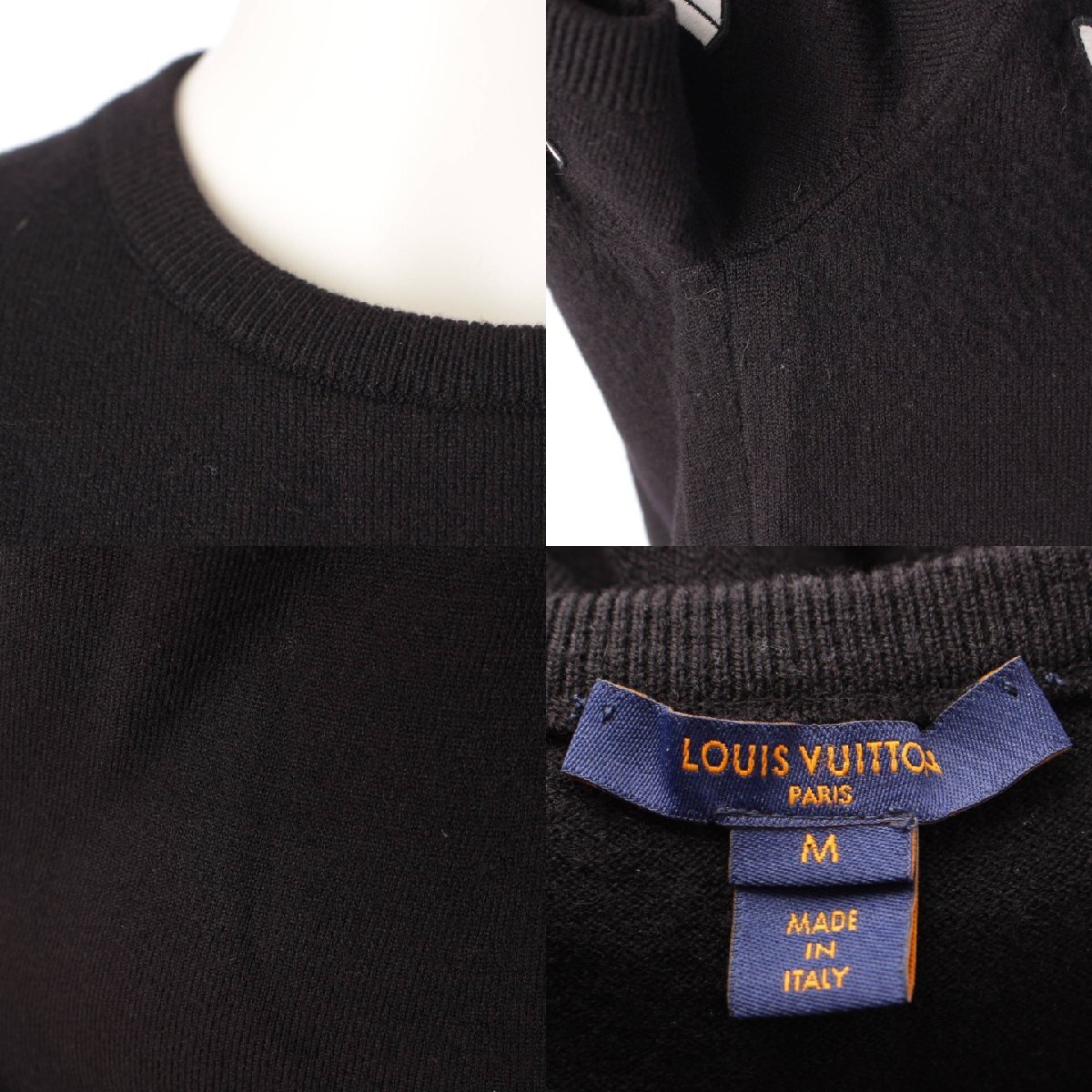 【ルイヴィトン】Louis Vuitton 22SS ヴィテス 刺繍 ニット Tシャツ ワンピース トップス ブラック M【中古】186936_画像9
