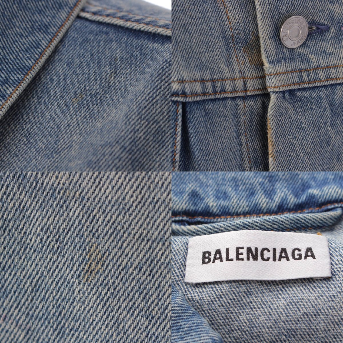 【バレンシアガ】Balenciaga　19年 バックロゴ デニム ジャケット Gジャン 571449 ブルー 34 【中古】【正規品保証】206331_画像9