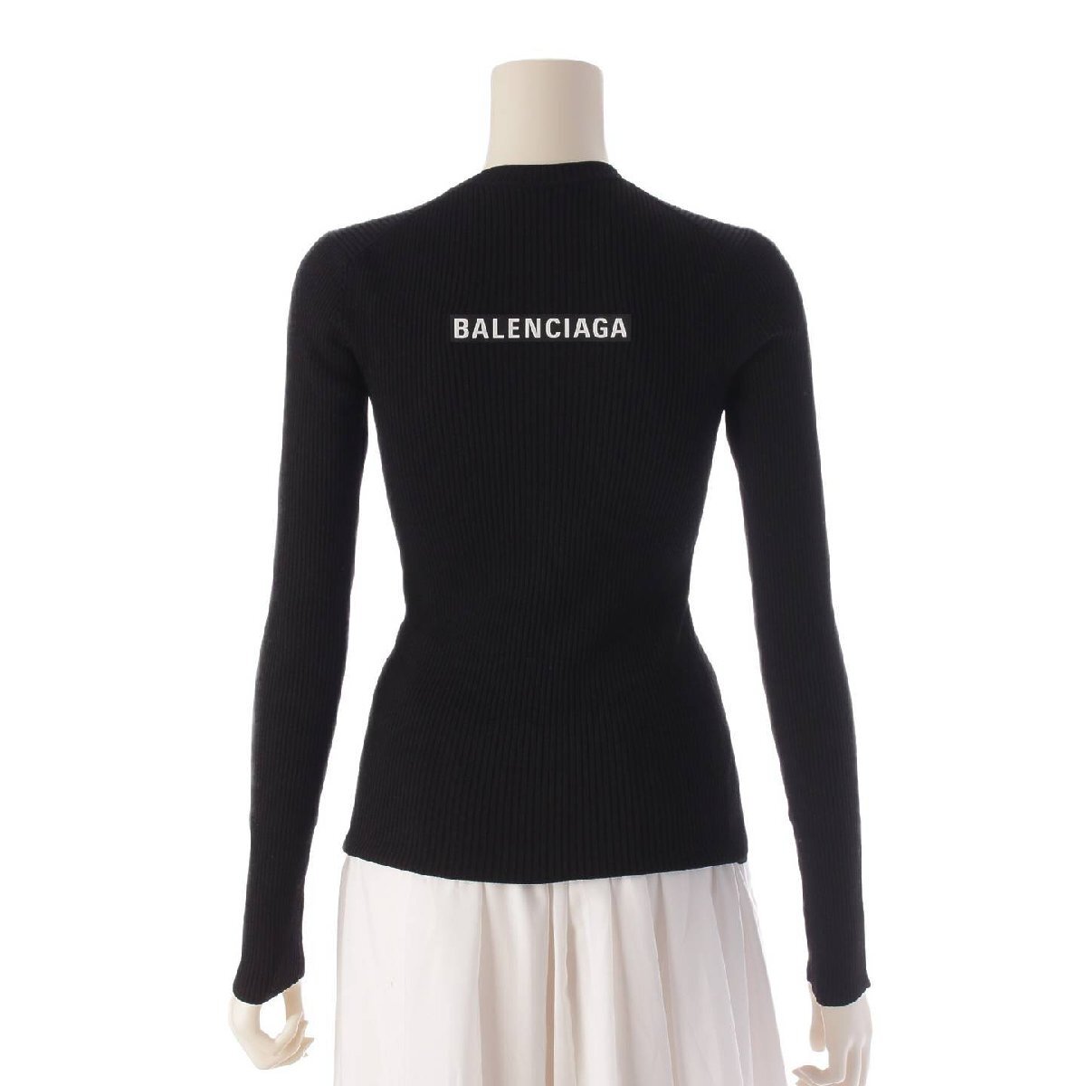 【バレンシアガ】Balenciaga　バックロゴ 長袖 ニット セーター トップス 529239 ブラック 36 【中古】【正規品保証】207018_画像1