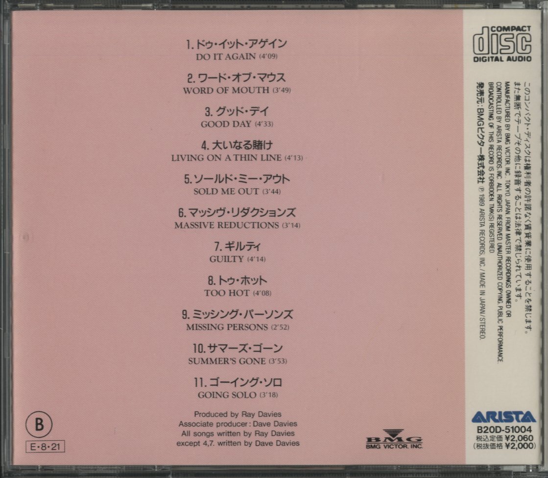 CD/ THE KINKS / WORD OF MOUTH / キンクス / 国内盤 B20D-51004 40414Mの画像2