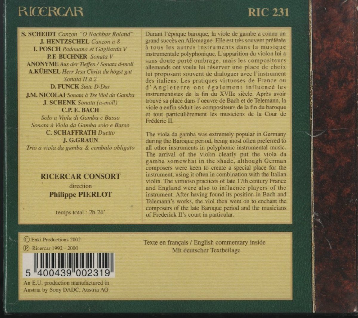 【未開封】CD / SONDERLICH AUFF VIOLEN　/ 17TH & 18TH CENTURY MUSIC /輸入盤 デジパック 5400439002319 40422_画像2