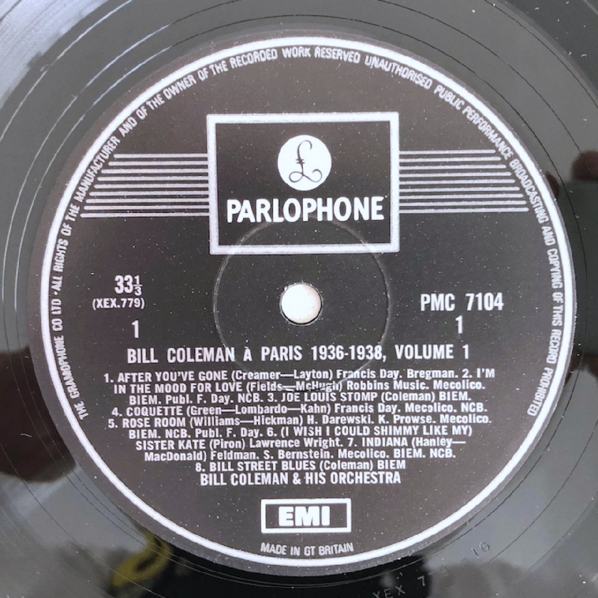 LP/ BILL COLEMAN / A PARIS 1936-38 VOLUME 1 / UK盤 オリジナル 2EMI PARLOPHONE PMC7104 40401_画像3