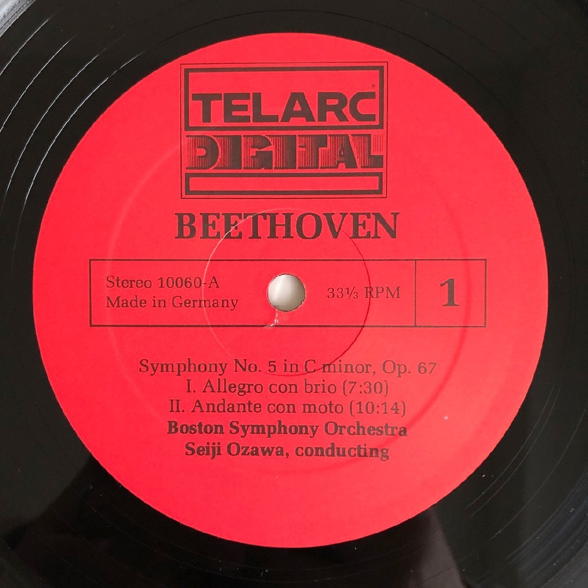 LP/ 小澤征爾、ボストン交響楽団 / ベートーヴェン：交響曲第5番「運命」 / ドイツ盤 TELARC DG-10060 40404の画像3