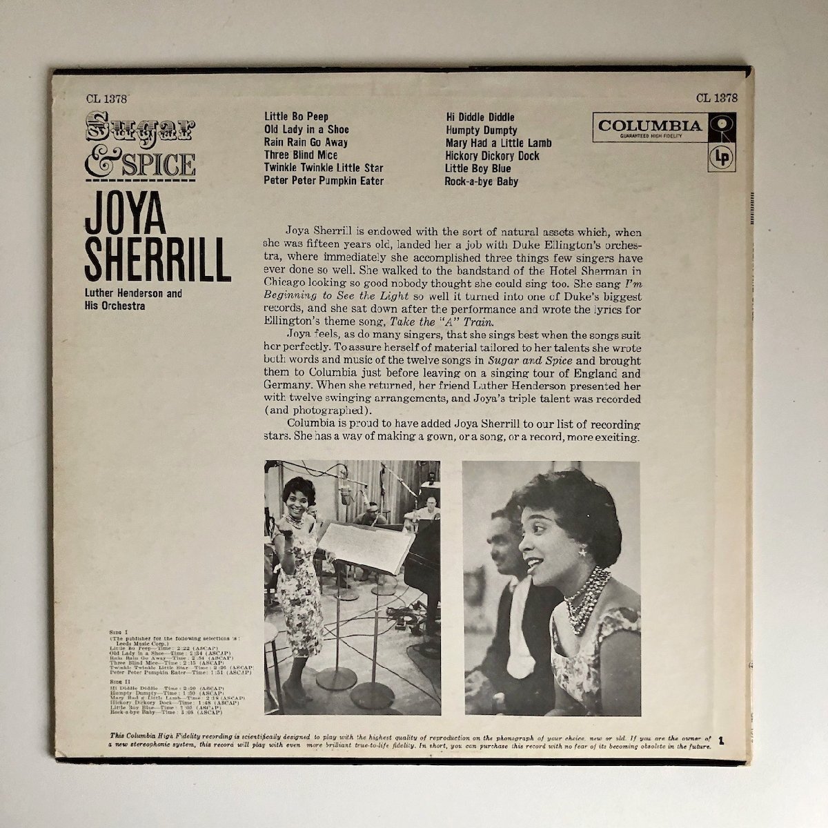 LP/ JOYA SHERRILL / SUGAR AND SPICE / US盤 オリジナル 6EYES 深溝 COLUMBIA CLI1378 40404-954の画像2