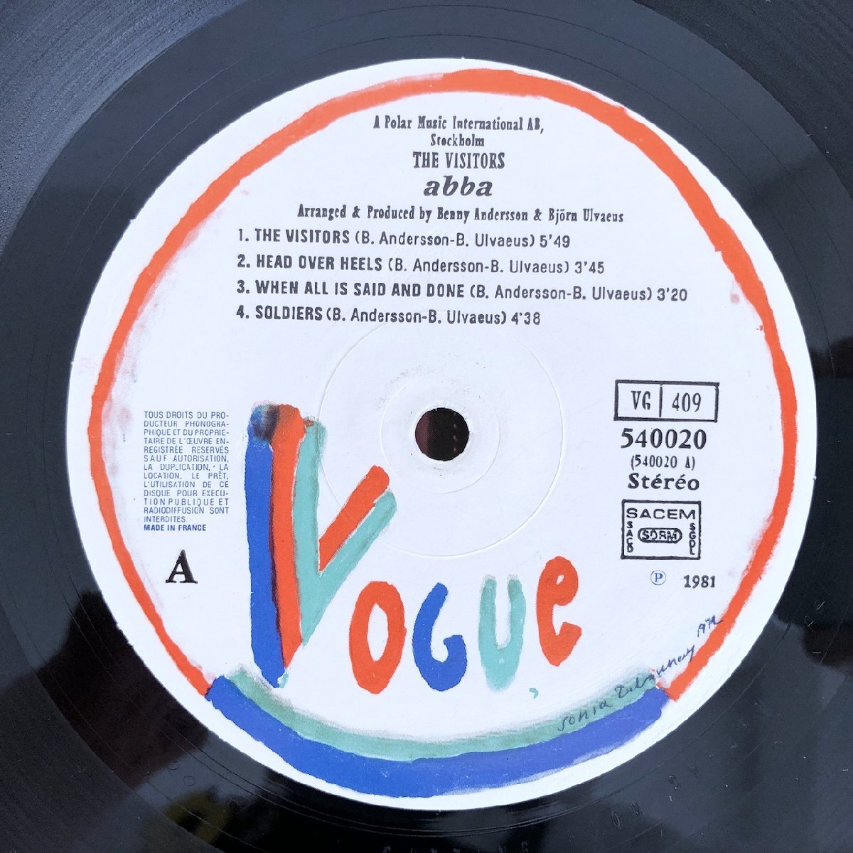 LP/ ABBA / THE VISITORS / アバ / フランス盤 VOGUE 540020 40410_画像3