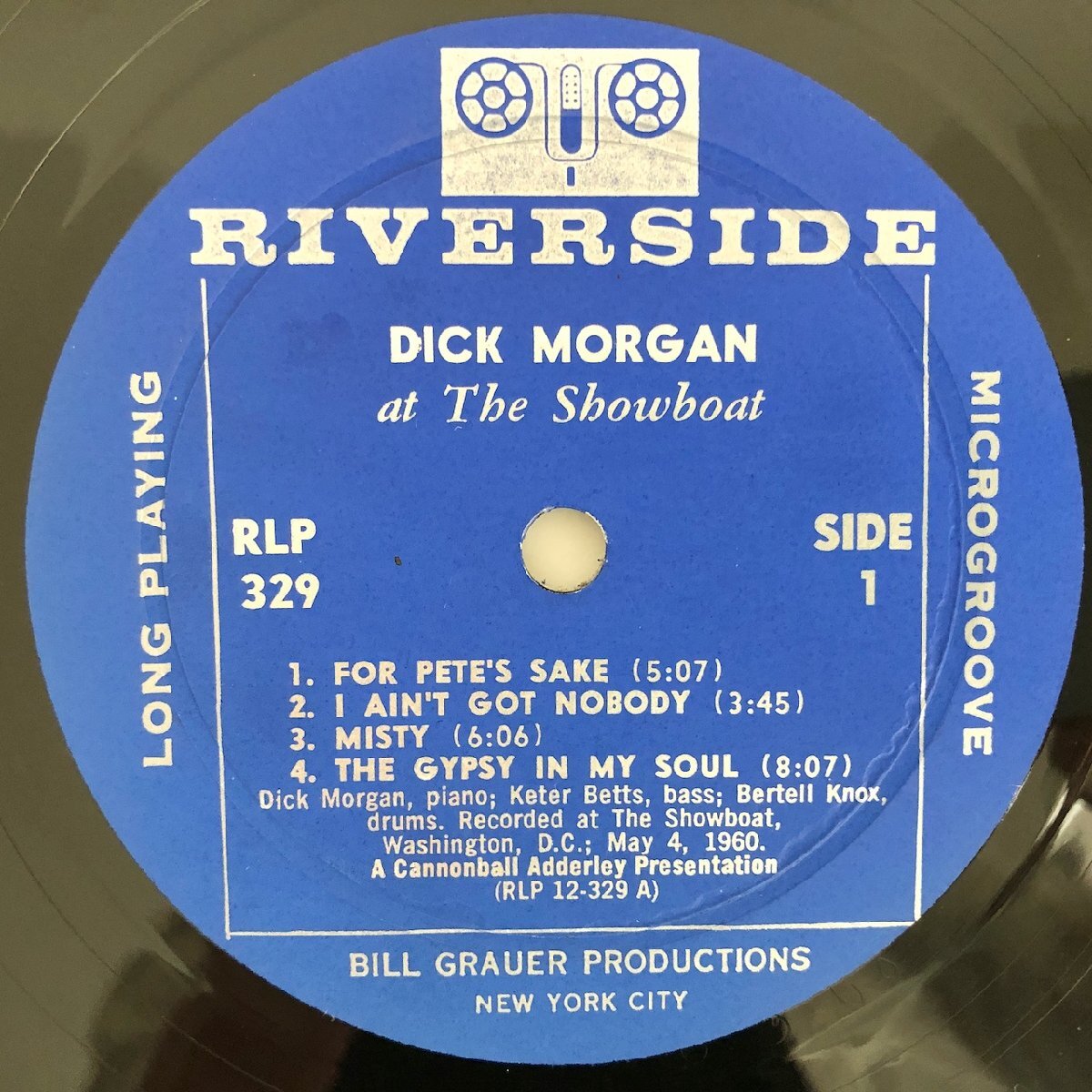 LP/ DICK MORGAN / DICK MORGAN AT THE SHOWBOAT / US盤 オリジナル 青小ラベル 深溝 RIVERSIDE RLP329 40412-610_画像3