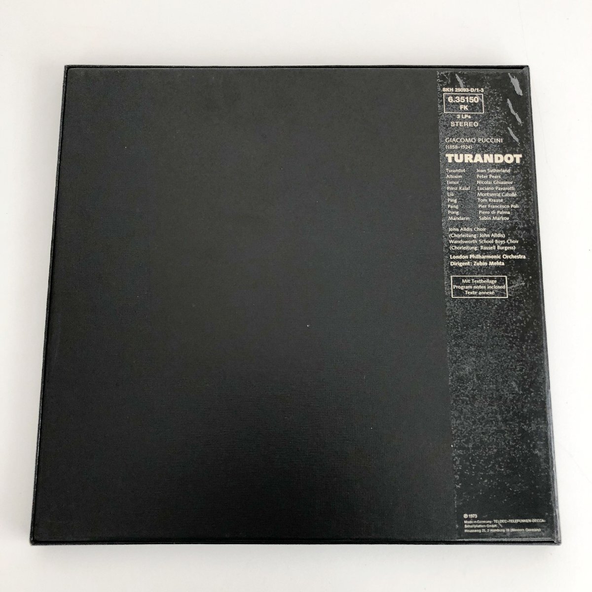 LP/ メータ、サザーランド / プッチーニ：歌劇「トゥーランドット」 / ドイツ直輸入盤 BOX 3枚組 DIGITAL DECCA 6.35150 40419の画像2