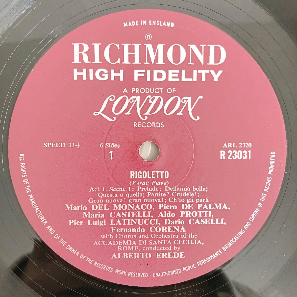 LP/ マリオ・デル・モナコ / ヴェルディ：歌劇「リゴレット」全曲 / US盤 3枚組 BOX LONDON RS63005 40422_画像4
