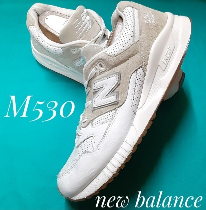  most price!.11990 jpy! masterpiece flagship model! high-end full kau leather! New balance M530 high class retro running sneakers! white grey rare 24.5!