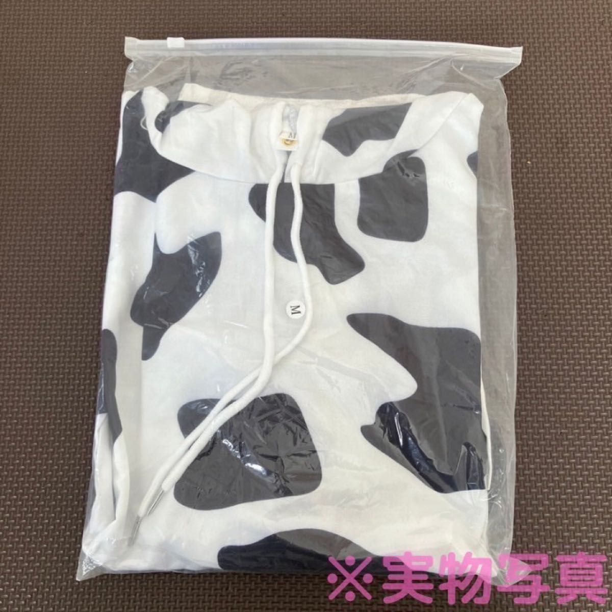 牛 柄 パーカー ダルメシアン ユニセックス 韓国 白黒 オーバー サイズ M