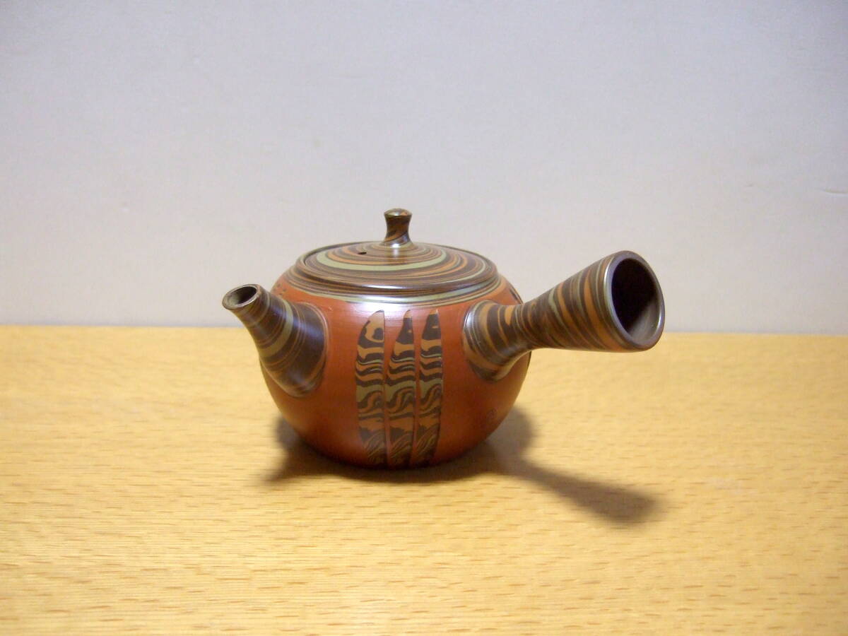 常滑焼 春山 造 練込カット 急須 / 煎茶道具 茶器_画像1