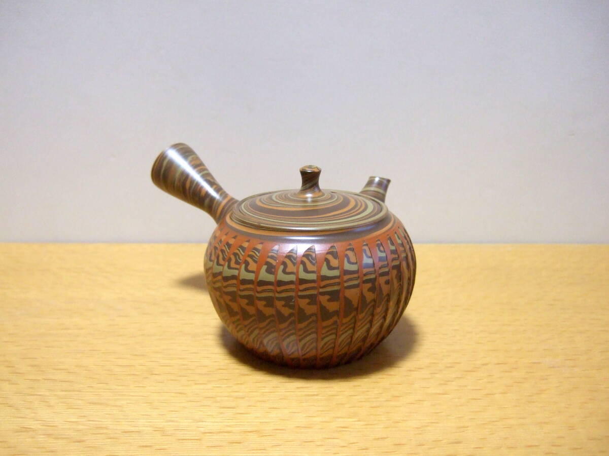 常滑焼 春山 造 練込カット 急須 / 煎茶道具 茶器_画像2