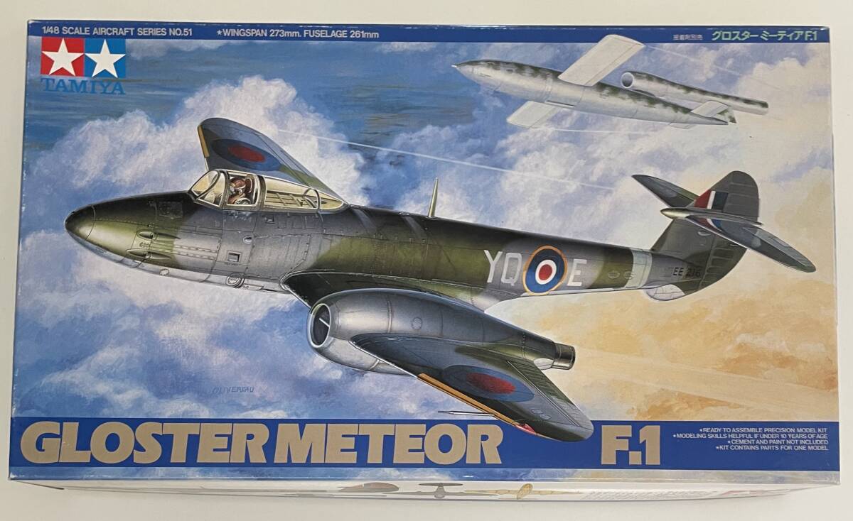 送料510円〜 未組立品 タミヤ 1/48 グロスター ミーティア F.1 イギリス空軍 プラモデルの画像1