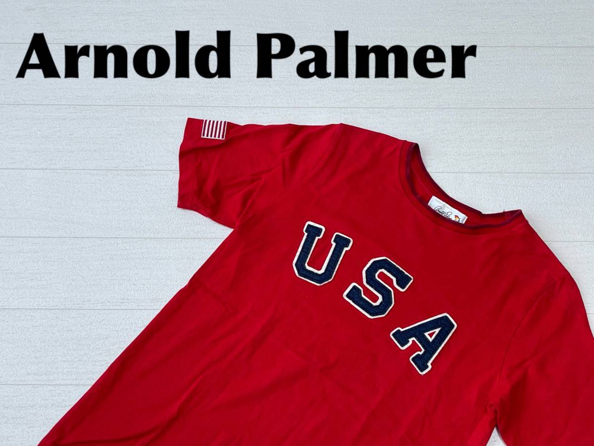 * free shipping * Arnold Palmer Arnold Palmer GO ARNIE GO old clothes short sleeves USA T-shirt men's 3 red tops used prompt decision 