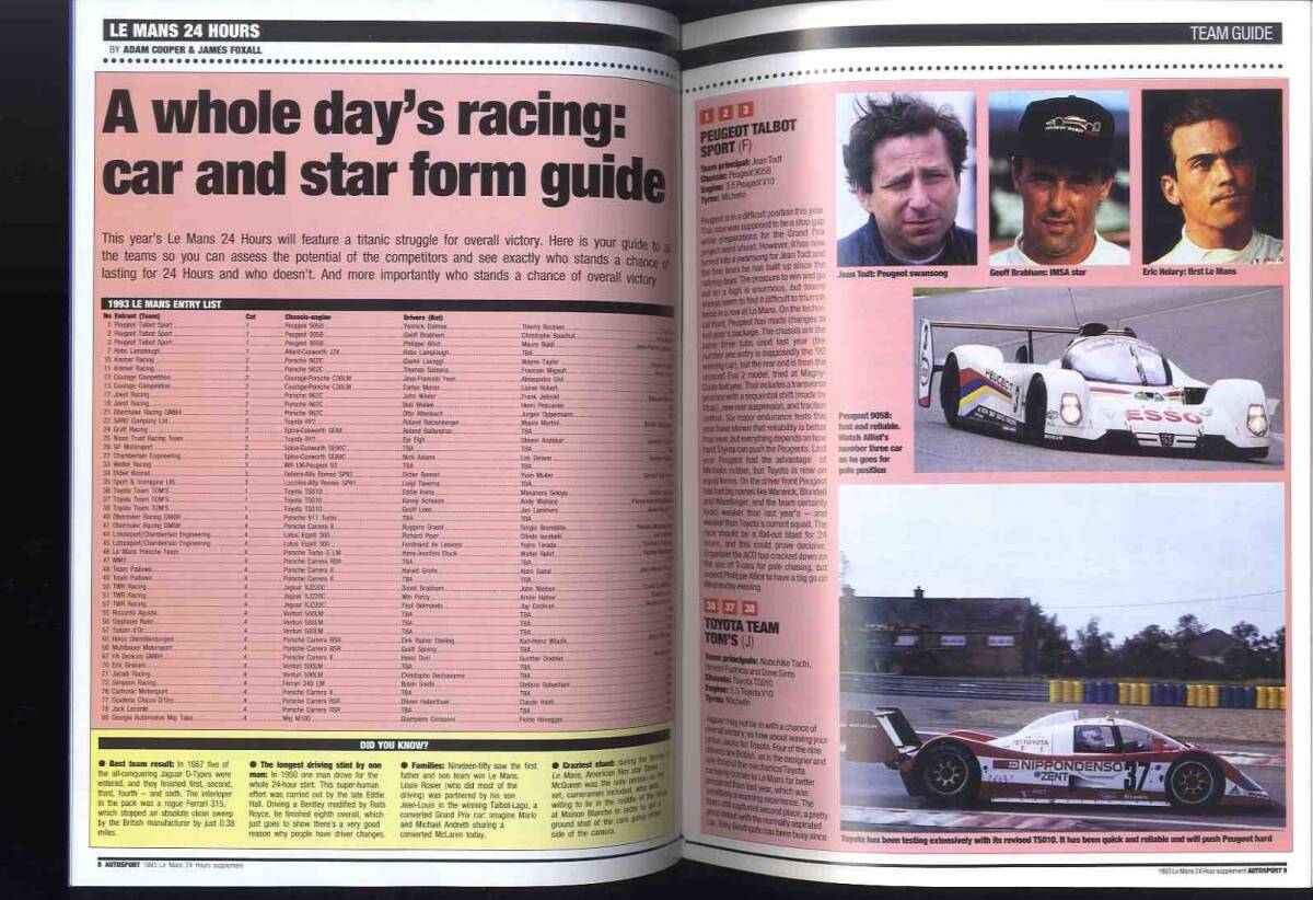 【d1574】Le Mans Yearbook 1993 [AUTOSPORT93.6.10日号付録小冊子]の画像4