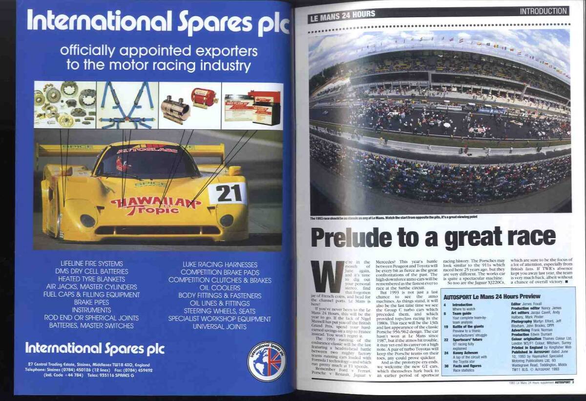 【d1574】Le Mans Yearbook 1993 [AUTOSPORT93.6.10日号付録小冊子]の画像2