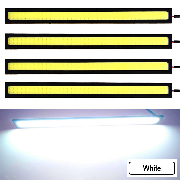 ◆ LED デイライト バーライト COB 全面発光 / 17㎝ 12V 両面テープ付き 防水 (ホワイト)【４個セット】_画像1