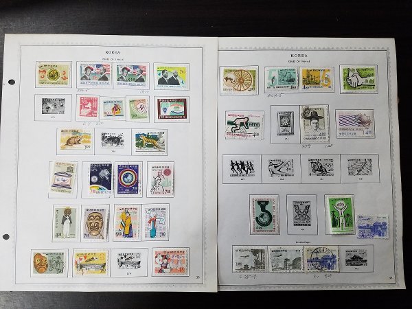 0404Y10 韓国切手 KOREA 1963-1973 消印有り無し混在 台紙に貼りつき 計20ページまとめ ※詳細は写真参照の画像2