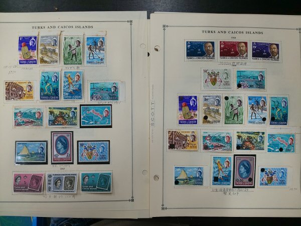 0404F24 外国切手　タークス・カイコス諸島　使用済み混在　台紙に貼りつき有＊詳細は写真でご確認ください_画像7