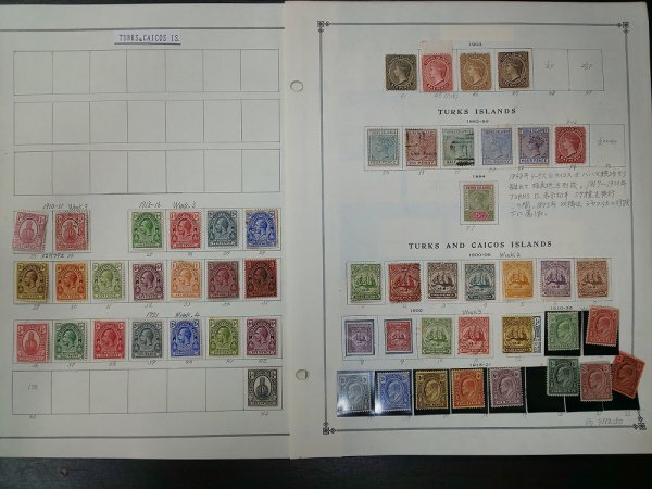 0404F24 外国切手　タークス・カイコス諸島　使用済み混在　台紙に貼りつき有＊詳細は写真でご確認ください
