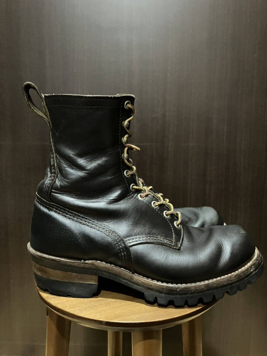 レッドウィング REDWING ロガーブーツ USA製 ブラック 黒 羽根タグ プリントタグ 80s ビブラム Vibram 茶芯 PT88 PT91 ビンテージ_画像4