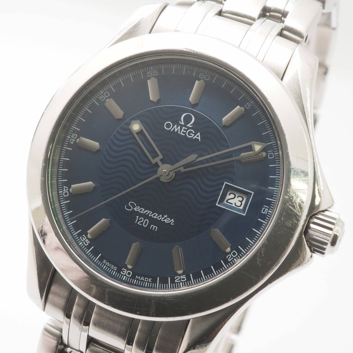 オメガ シーマスター Ref,196.1501 Cal,1538 PJ OMEGA Seamaster 120ｍ デイト クォーツ 紺文字盤 メンズ 男性 腕時計[55887206-AN5の画像1