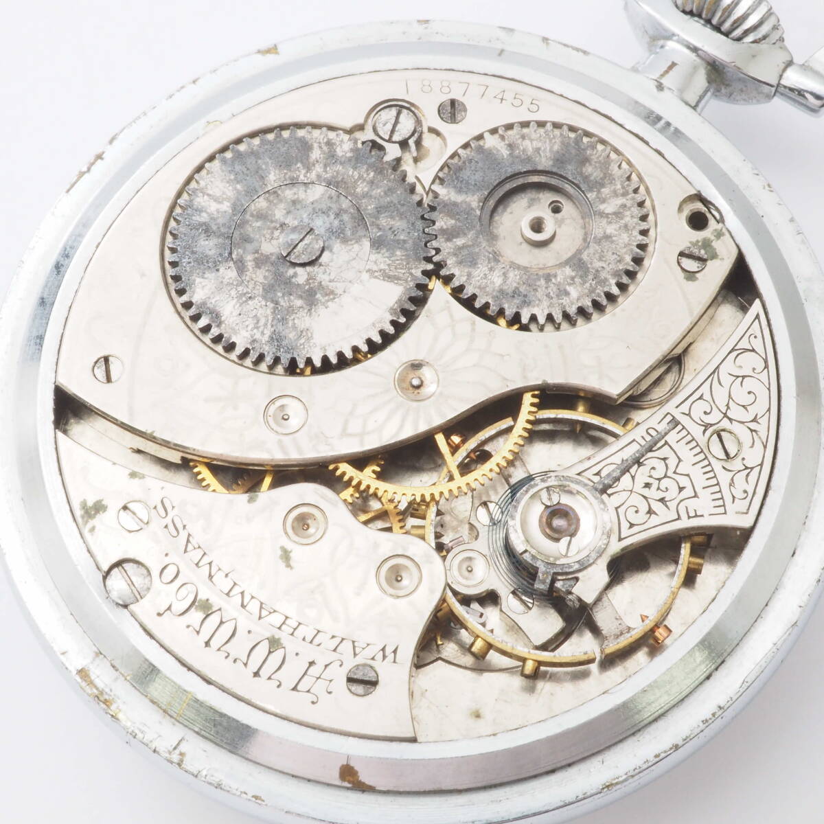 【希少品】ウォルサム スモールセコンド WALTHAM SS 手巻き ホワイト 白文字盤 懐中時計[18877455-AT2の画像6