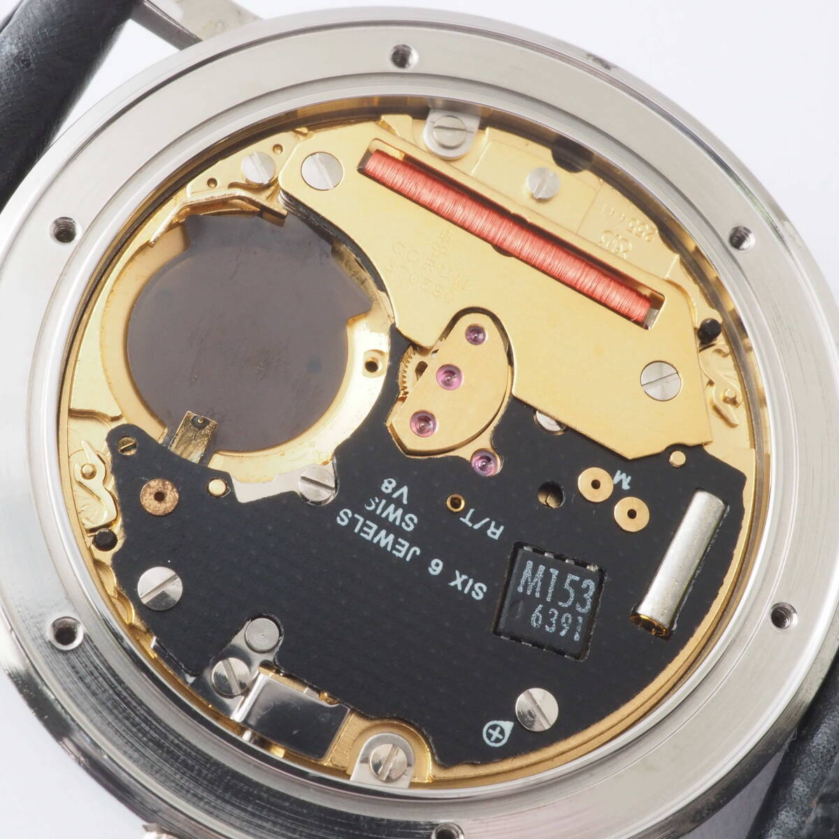コルム ロムルス Ref,43.901.21 CORUM ROMVLVS デイト クォーツ コンビ 黒文字盤 ローマン 革ベルト ボーイズ腕時計[544616-AH1の画像8