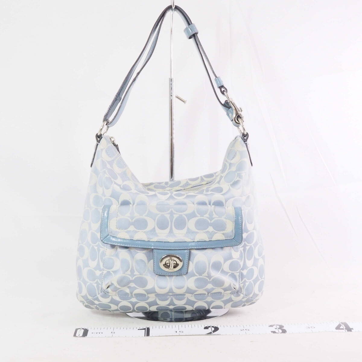 コーチ ペネロピ シグネチャー COACH キャンバス×レザー ライトブルー系 コンバーチブル ショルダーバッグ[C1220-F19232-XO3の画像1