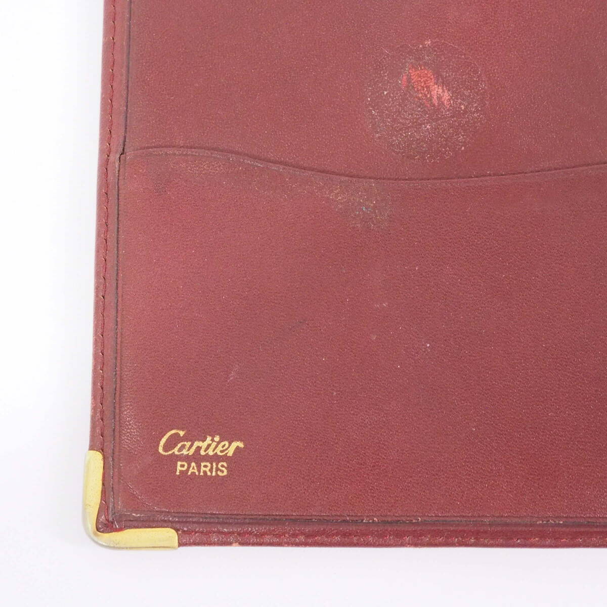 カルティエ マストライン murt de Cartier レザー ボルドー カード入れ 札入れ 二つ折り 長財布+ギャランティカード[282E24736-XS7_画像9