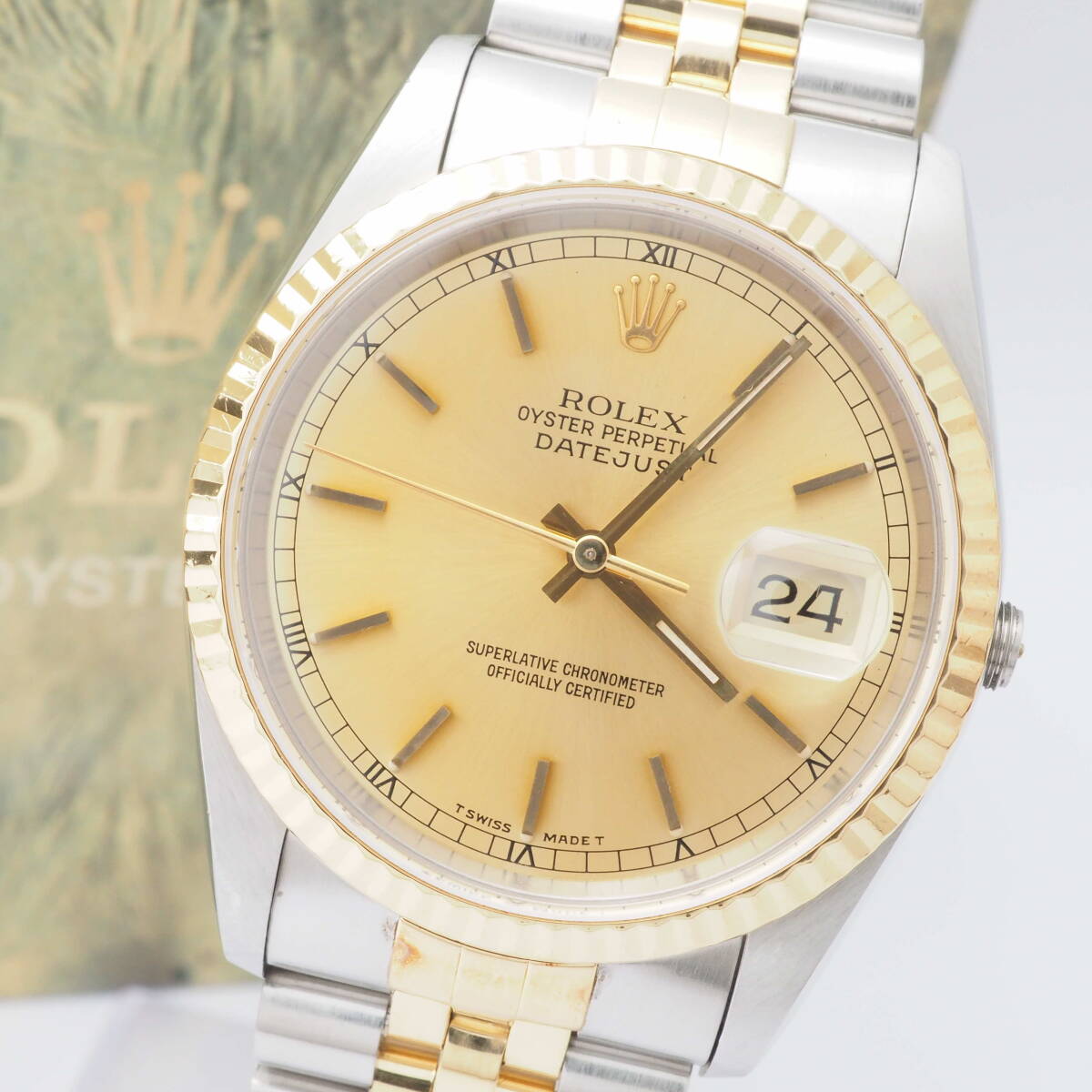 ロレックス オイスターパーペチュアル デイトジャスト コンビ Ref,16233 ROLEX DATEJUST Cal,3135 YG 自動巻 メンズ+元箱[X345047-ZA1の画像1