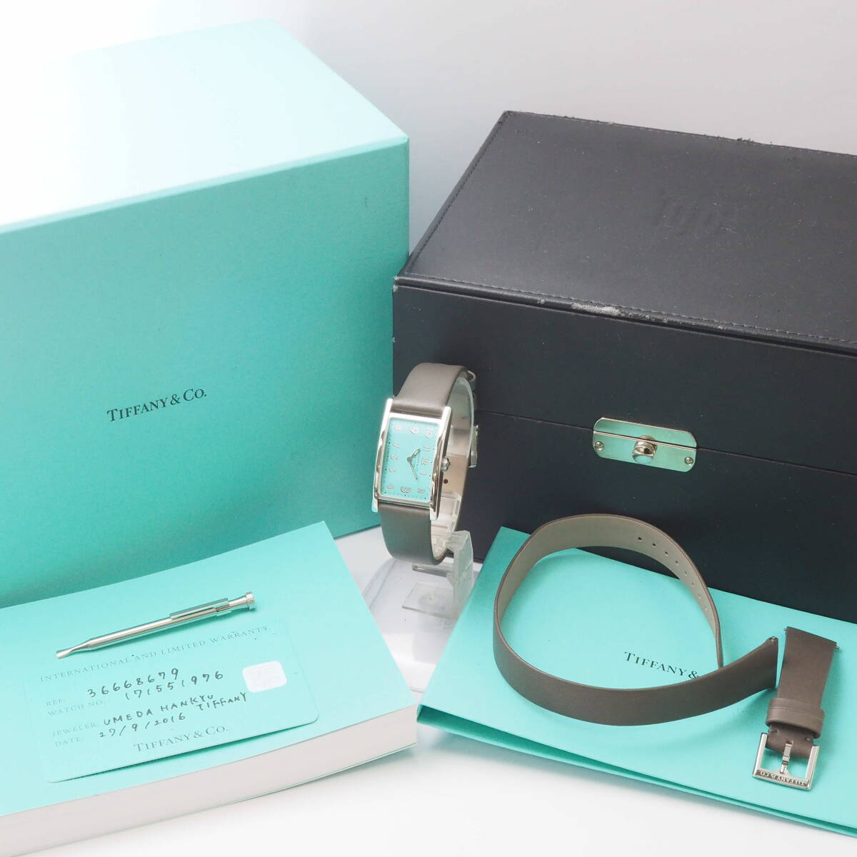  Tiffany East waist 36668679 TIFFANY&Co. SS quartz Tiffany blue face leather belt lady's + original box [171551976-ZA4