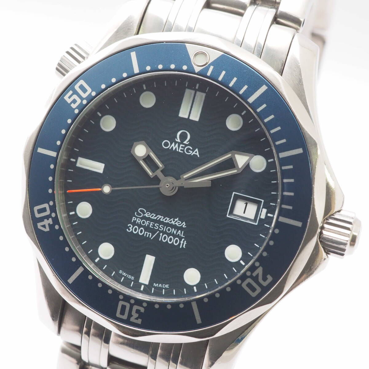 オメガ シーマスター プロフェッショナル 300m Ref,196.1522 Cal,1538 OMEGA Seamaster デイト クォーツ 紺 メンズ 腕時計[56901880-AQ3の画像1