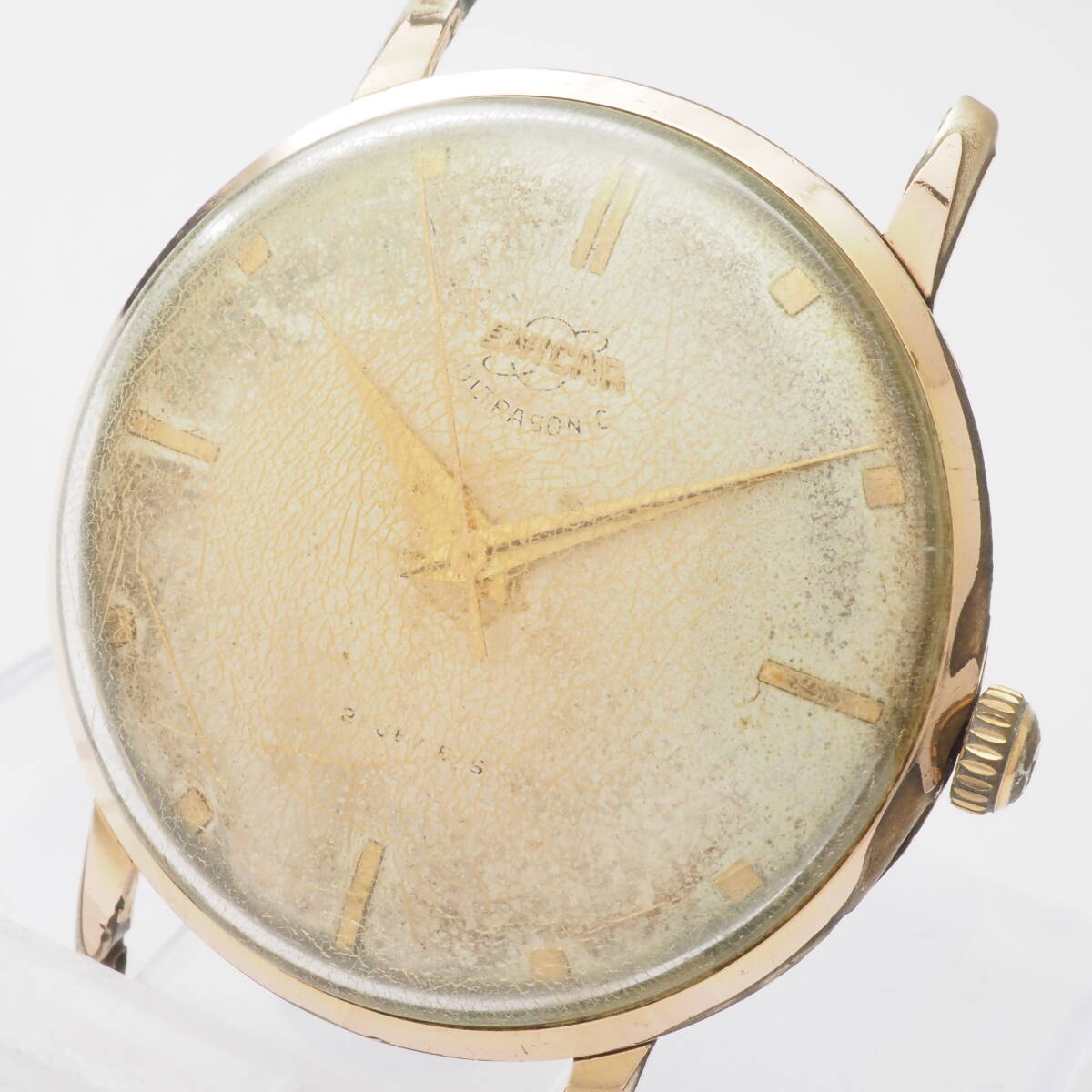 【希少品】エニカ ウルトラソニック 100/101SP ENICAR ULTRASONIC 21石 SS 手巻き ゴールド メンズ 男性 腕時計 フェイスのみ[Pa1515-AT6の画像1