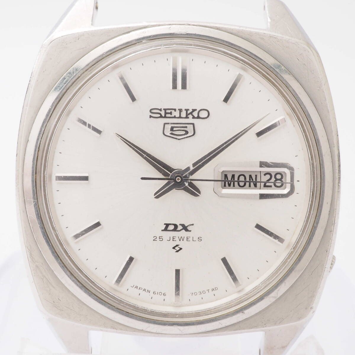 セイコー ファイブ デラックス 6106-7020 SEIKO 5 DX 25石 デイデイト SS 自動巻 シルバー メンズ 男性 腕時計 フェイスのみ[7N00984-AY2_画像1