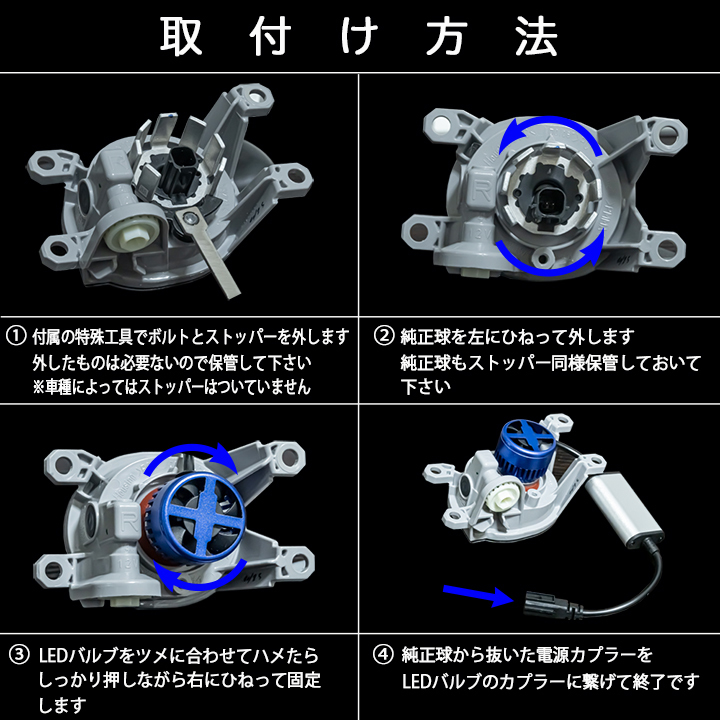 プリウス 50系 後期 2色切替え L1B 黄色 白色 LEDフォグランプ ホワイト イエロー 6000ルーメン 50プリウス カスタム パーツ 2本組_画像6