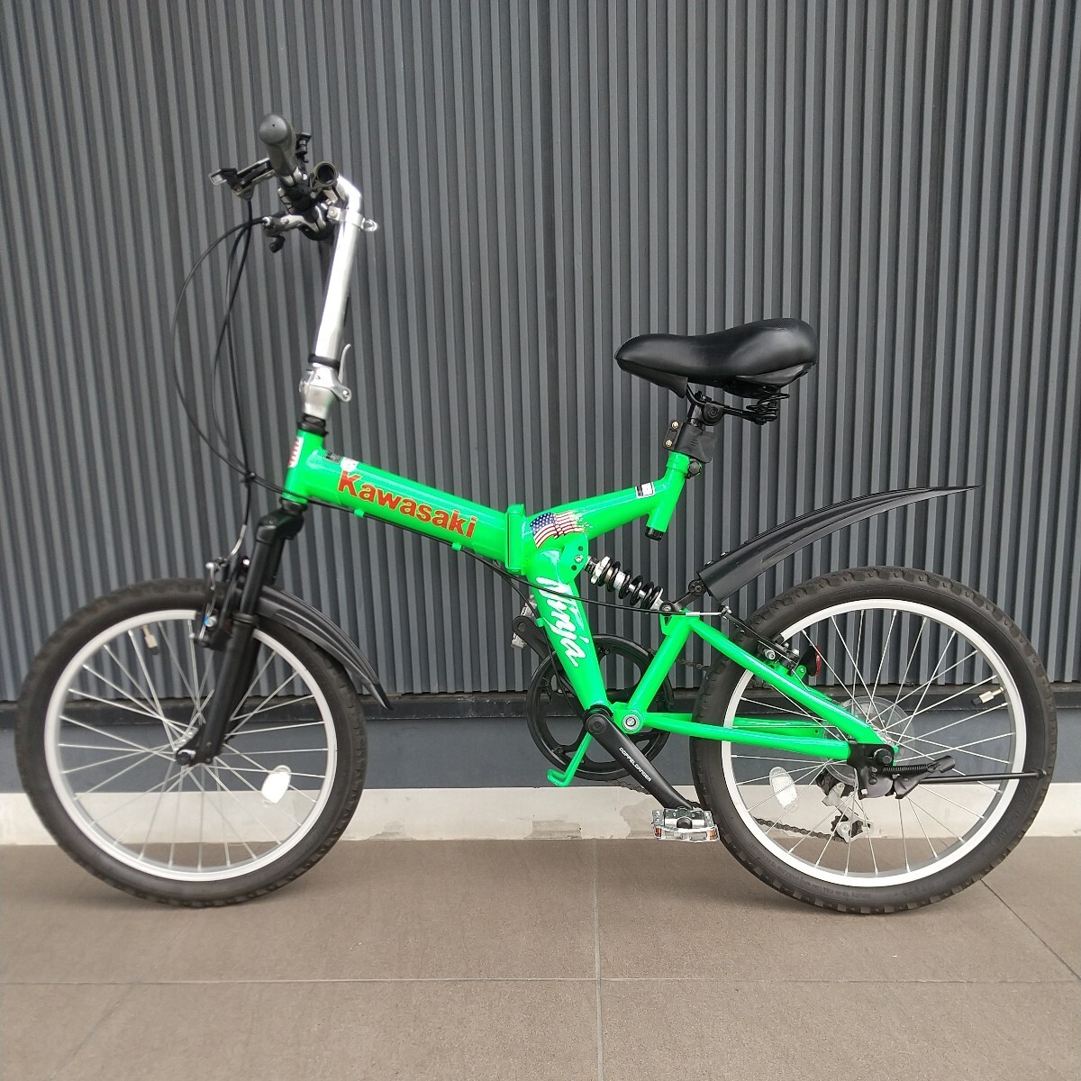 *AJ-01N*THREE STONE* folding 20 -inch *MTB mountain bike * green * Shimano 6 step shifting gears 0 front * rear W suspension 