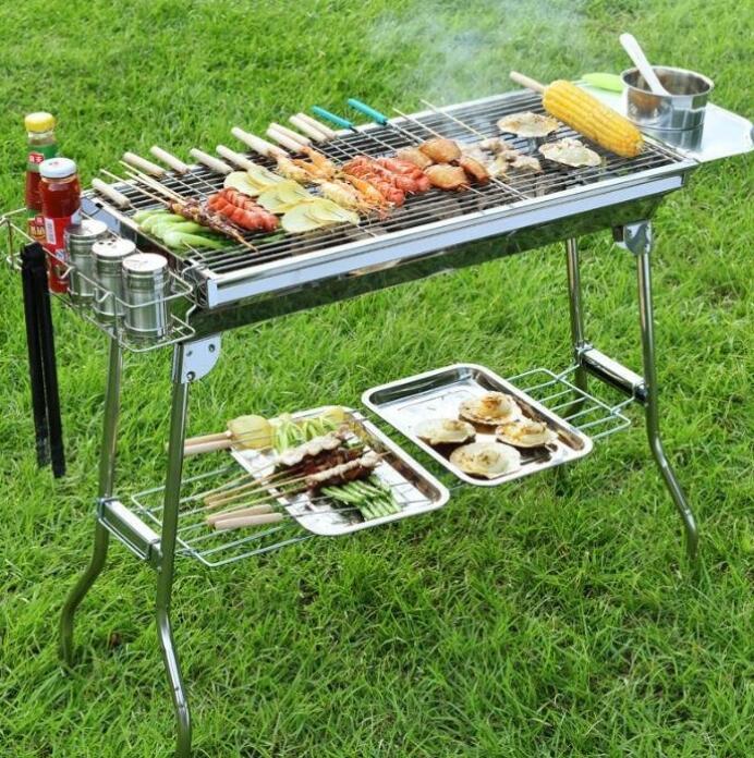 BBQコンロ 折りたたみ バーベキューツール ステンレス鋼 炭グリルポータブル 屋外_画像3