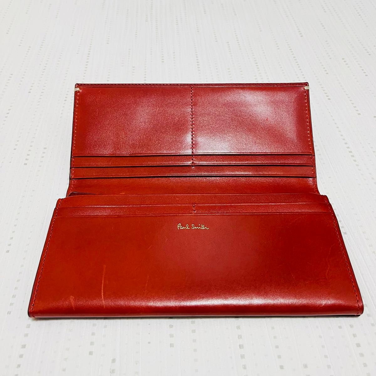 新品 ポールスミス かぶせ長財布 レンガ PSQ145 レザー 新品 ポールスミス かぶせ長財布 レンガ PSQ145 レザー