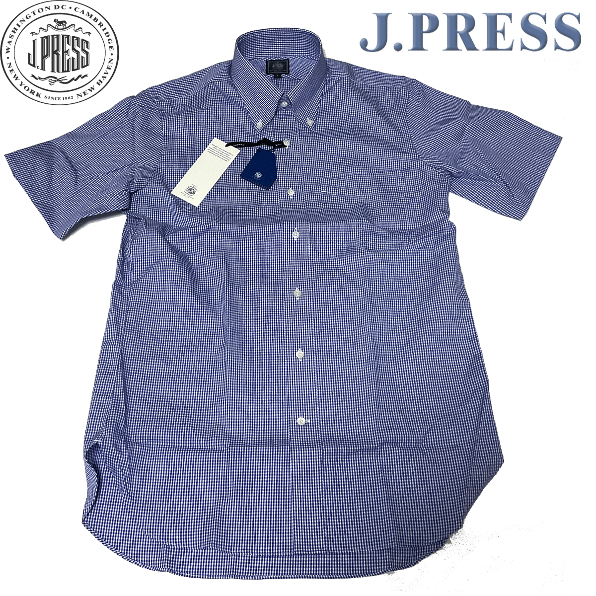 JP419XL новый товар стандартный J.PRESS ORIGINALS J Press PREMIUM PLEATS / форма устойчивость серебристый жевательная резинка проверка рубашка с коротким рукавом кнопка down рубашка прохладный biz