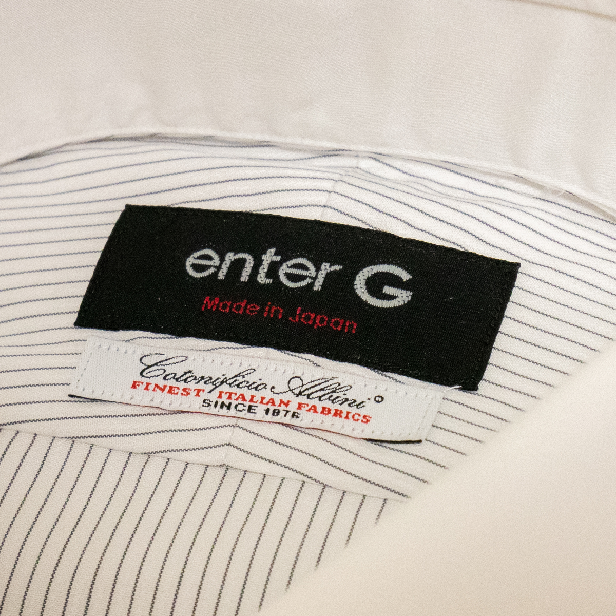 EG30/42L 新品 enterG 五大陸 日本製 イタリア製生地 ワイドカラーALBINI クレリックシャツ gotairikuの画像4