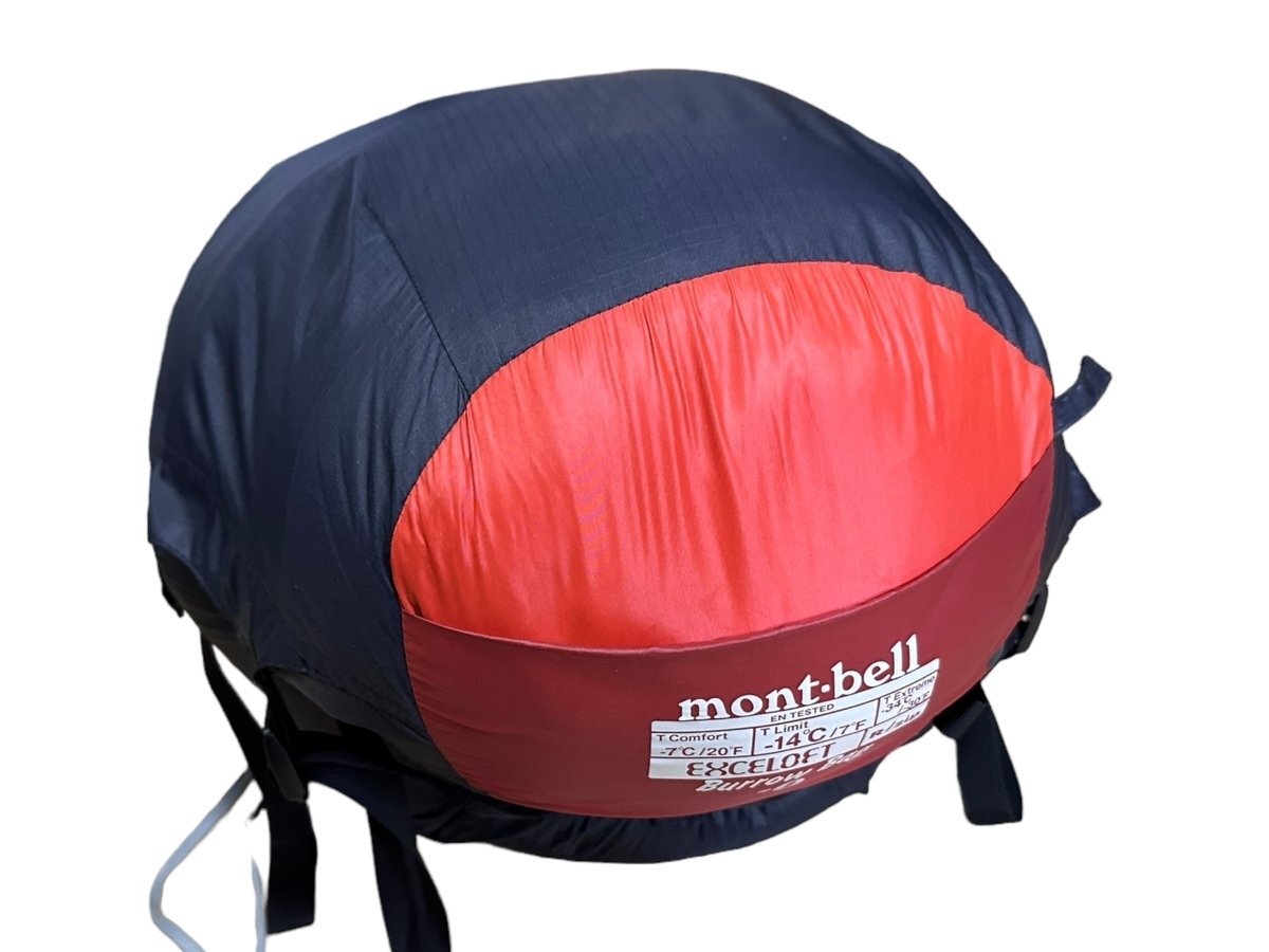 極美品 mont-bell モンベル シームレスバッグ#0 寝袋 キャンプ アウトドア montbell 伸縮性 冬山 冬季キャンプ 本体 マミー型シュラフ_画像1