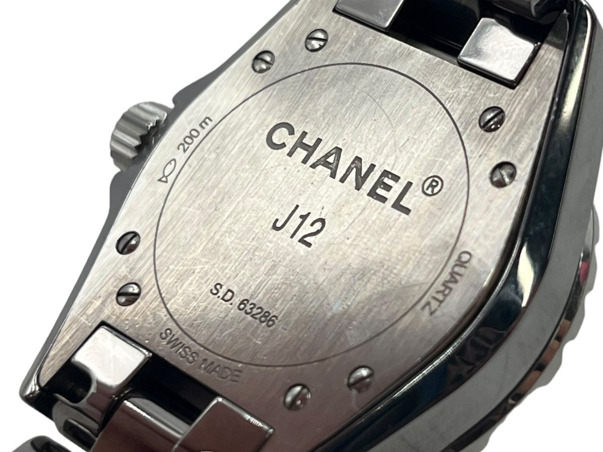 美品 CHANEL シャネル レディース J12 33mm クロマティック H2978 グレー文字盤 クオーツ 腕時計 セラミック チタン ブランド 女性 本体_画像7
