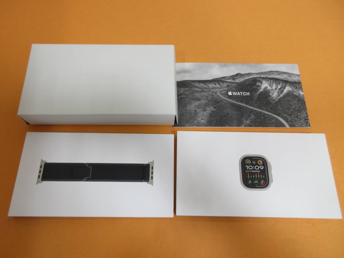179)未使用に近い Apple Watch アップル ウォッチ Ultra 2 GPS+Cellular 49mm MRF63J/A チタニウムケース ブルー/ブラックトレイルループ _画像1