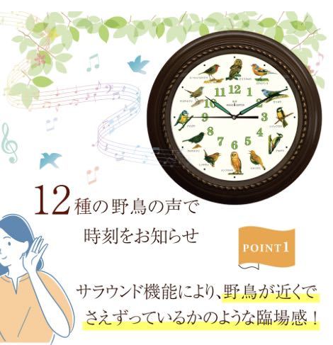 限定１０個展示品　野鳥　電波自動受信 掛け時計 大型 レトロ 壁掛け時計電波自動受信 野鳥の電波時計 安眠機能 日本標準_画像1