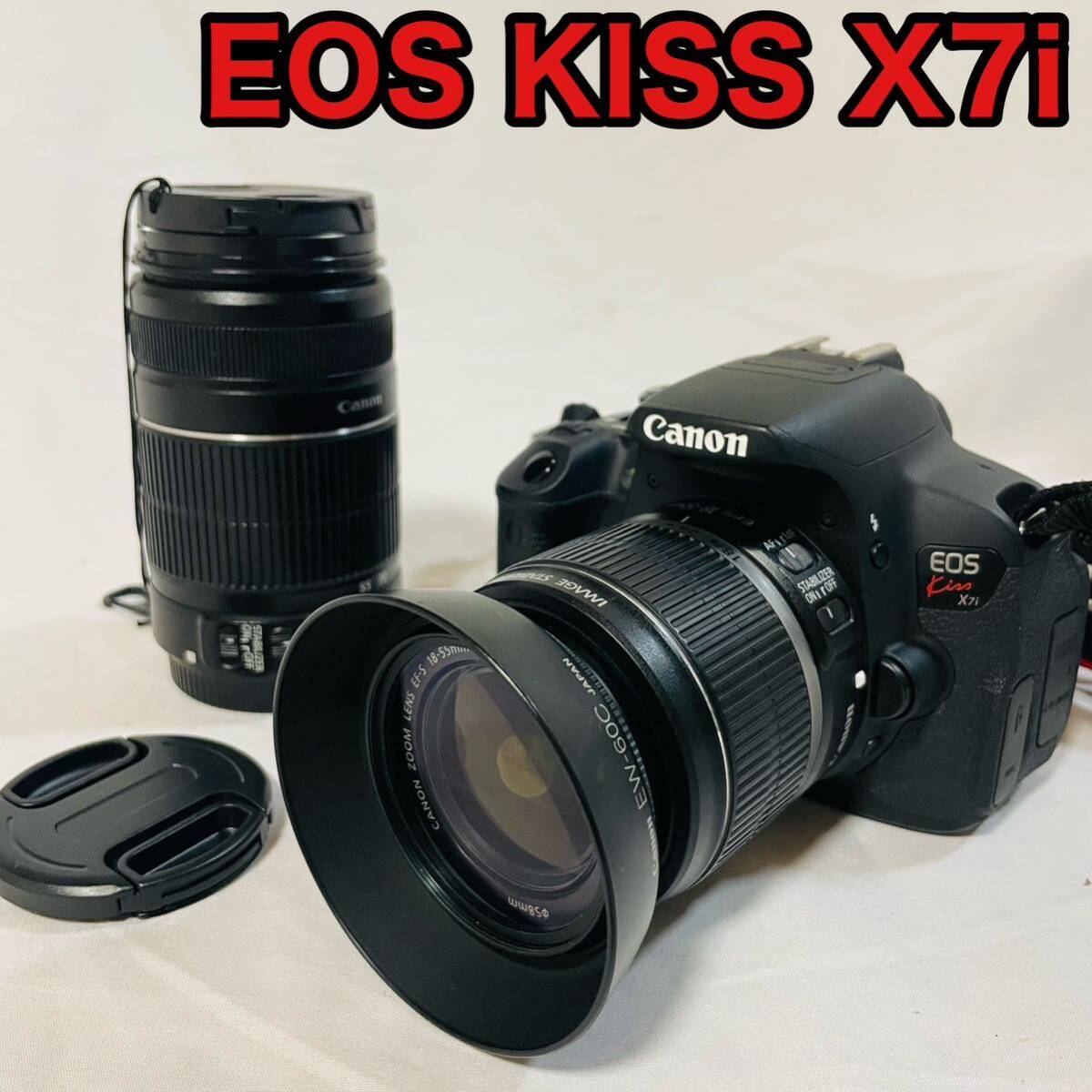 CANON EOS kiss X7i EF-S 18-55mm 1:3.5-5.6 IS EF-S 55-250mm 1:4-5.6 IS Ⅱ 充電器　バッテリー　説明書付