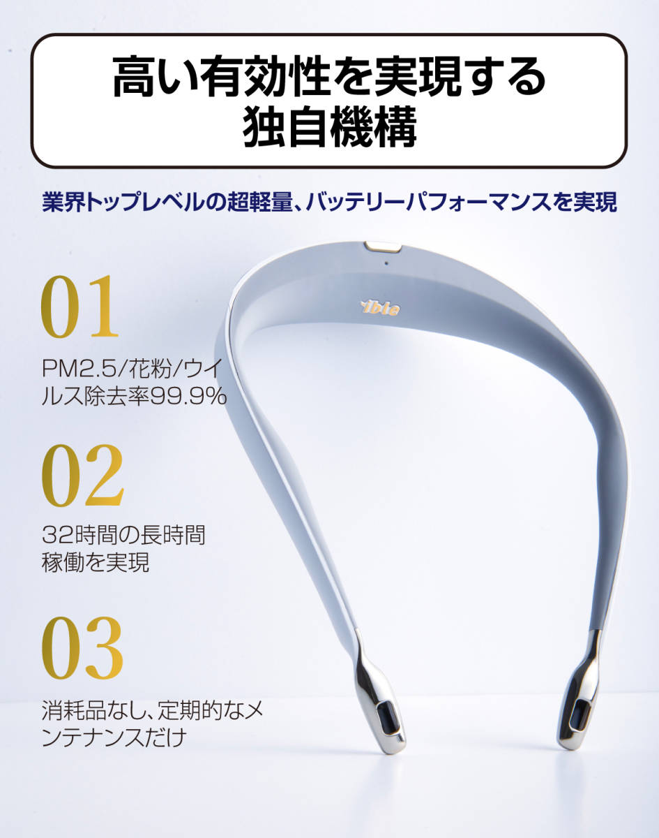 ★【激安・新品・最終プライス・送料４１０円！】 ible Airvida L1 首に掛ける 空気清浄機 アイブル エアビーダ 個人用 パールホワイト★_画像3