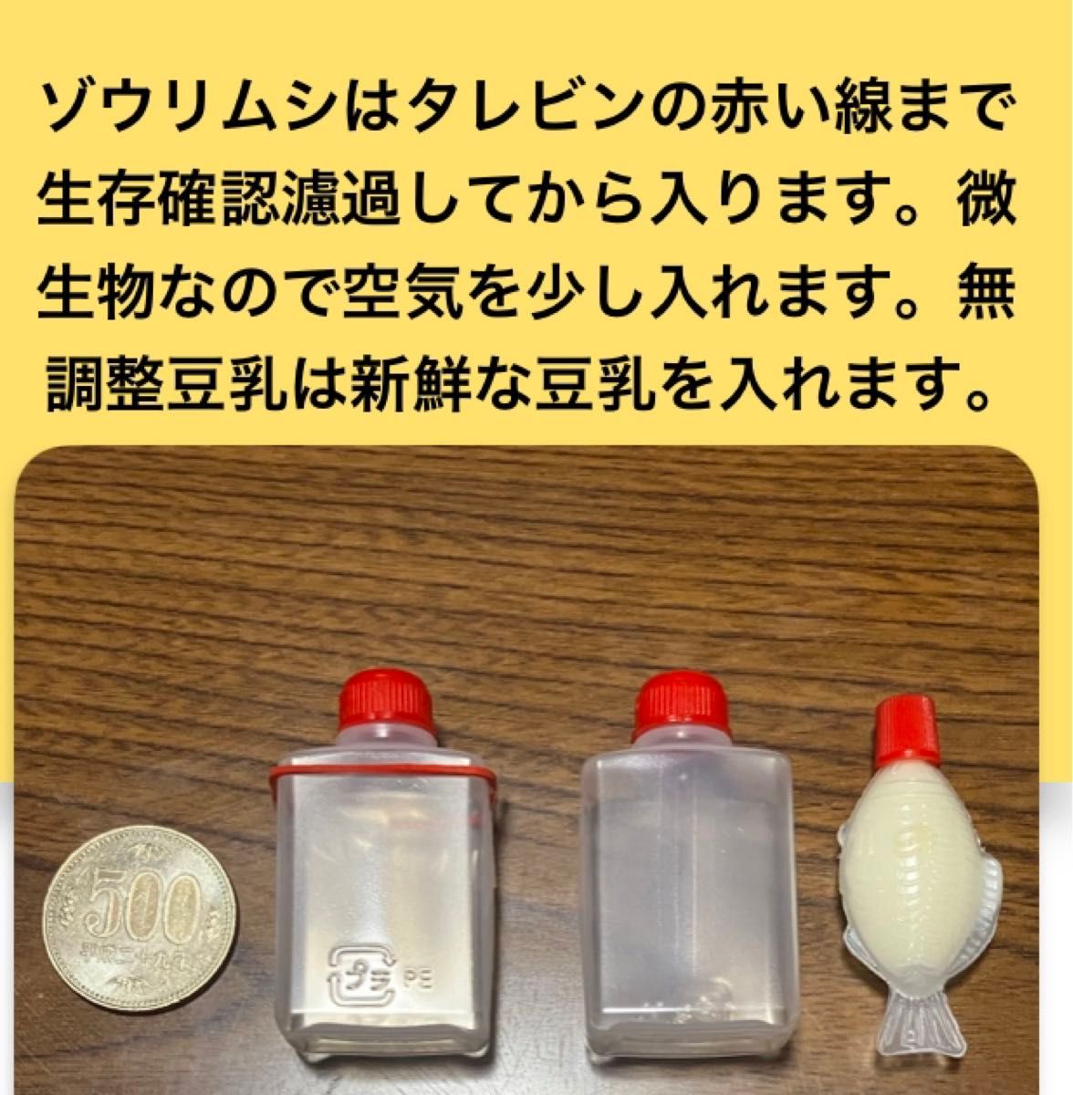 ゾウリムシ簡単培養セット ゾウリムシタレビン15ml 2個＆無調整豆乳タレビン1個＆無農薬ウォーターコイン新芽根付き1株